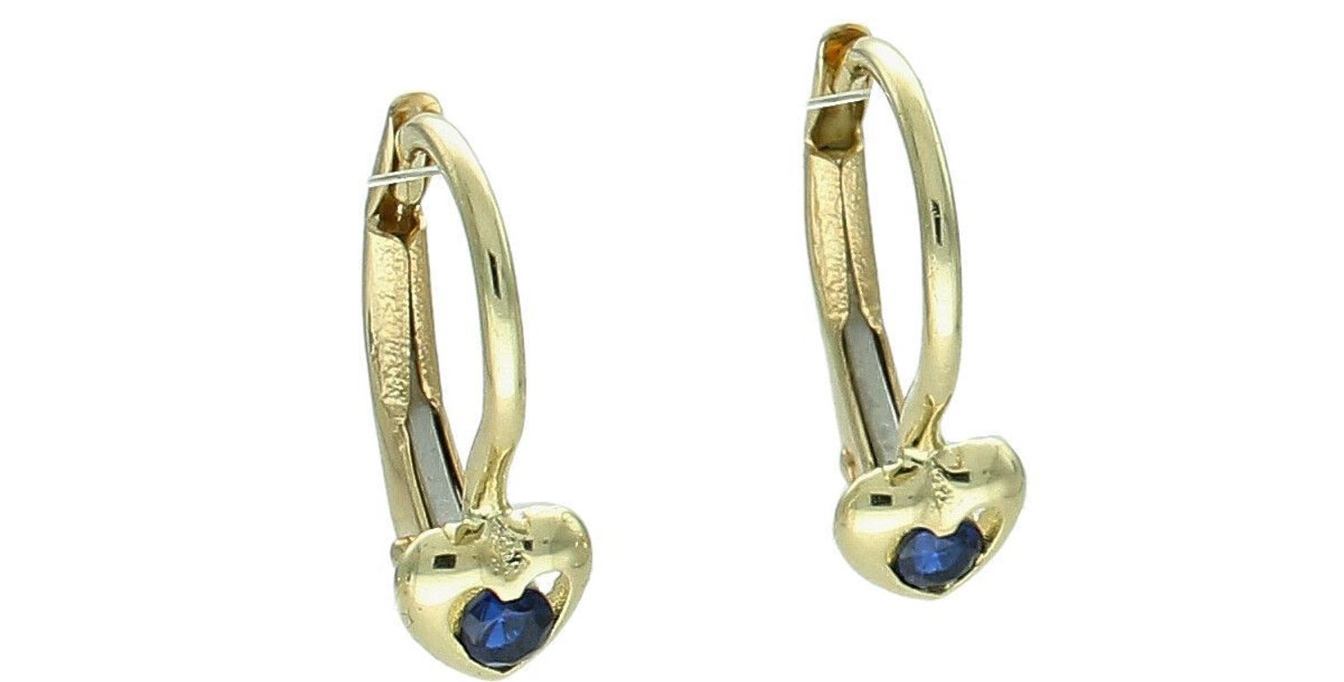 Złote kolczyki 585 Serce z granatową cyrkonią KL 11817B.jpg